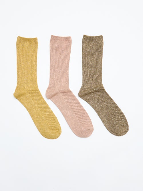 Pack de 3 pares de meias curtas brilhantes - Kiabi