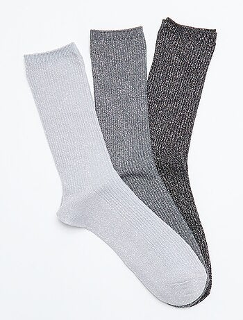 Pack de 3 pares de meias curtas brilhantes