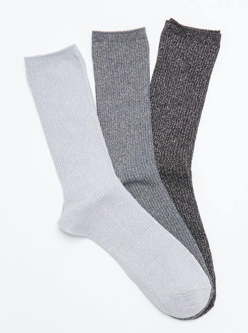 Pack de 3 pares de meias curtas brilhantes - Kiabi Pack de 3 pares de meias curtas brilhantes - Kiabi