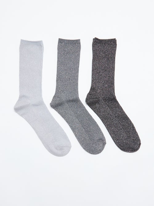 Pack de 3 pares de meias curtas brilhantes - Kiabi Pack de 3 pares de meias curtas brilhantes - Kiabi