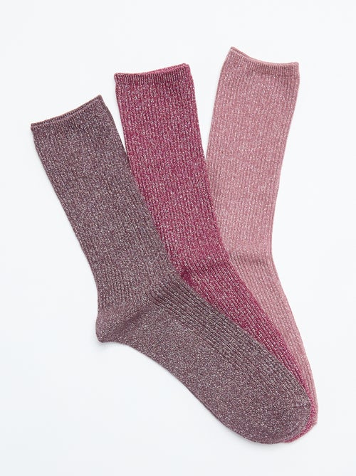 Pack de 3 pares de meias curtas brilhantes - Kiabi Pack de 3 pares de meias curtas brilhantes - Kiabi