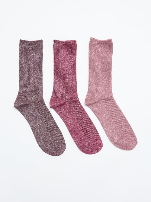 Pack de 3 pares de meias curtas brilhantes - Kiabi Pack de 3 pares de meias curtas brilhantes - Kiabi