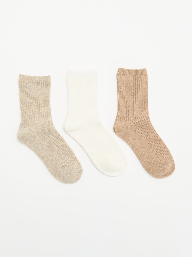 Pack de 3 pares de meias curtas lisas Bege - Kiabi