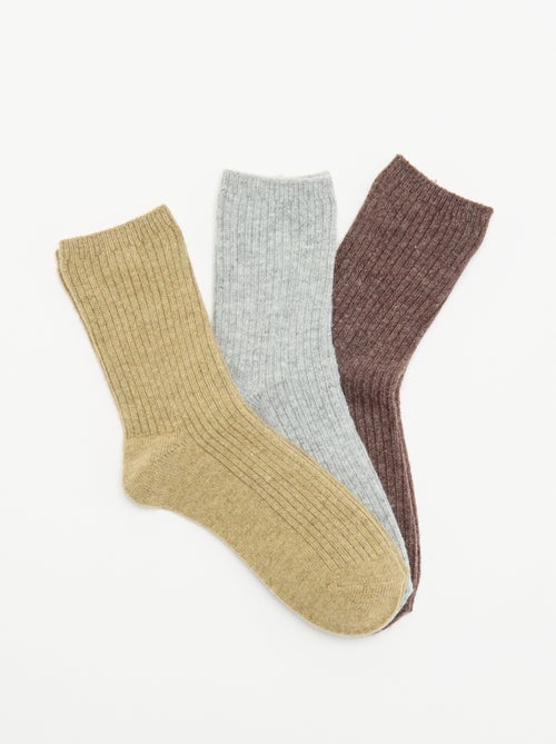 Pack de 3 pares de meias curtas lisas - Kiabi