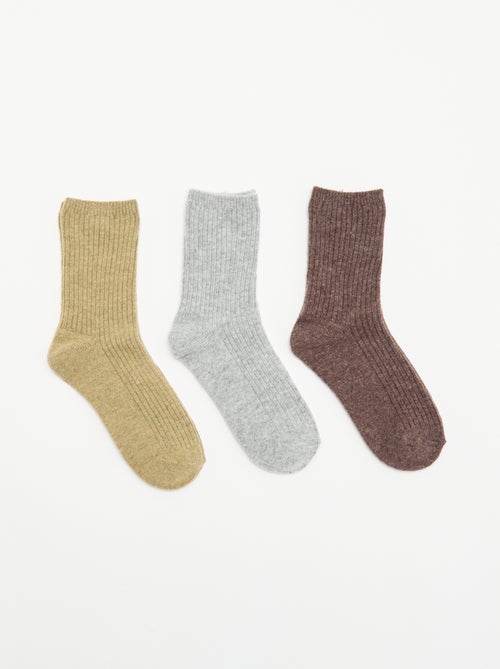 Pack de 3 pares de meias curtas lisas - Kiabi