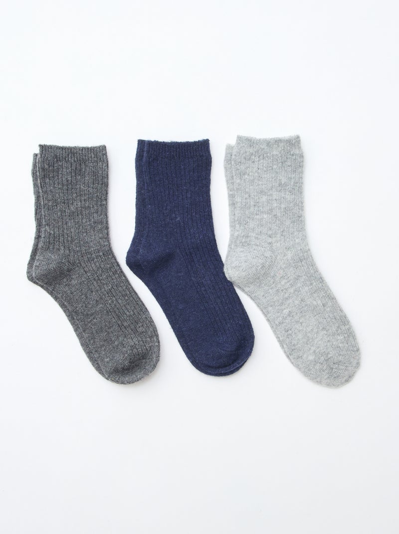 Pack de 3 pares de meias de algodão Cinza - Kiabi