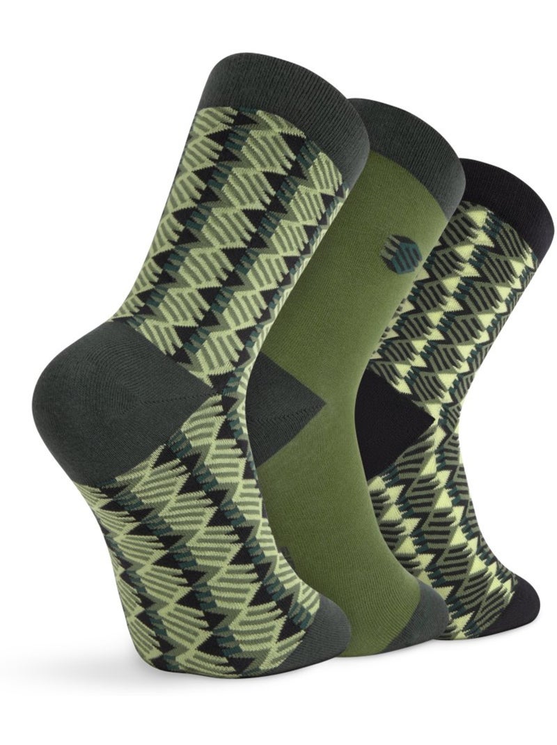 Pack de 3 pares de meias de algodão Verde - Kiabi