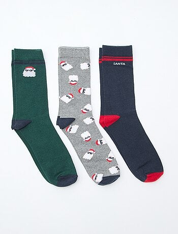 Conjunto de 3 pares de meias de algodão jersey Natal