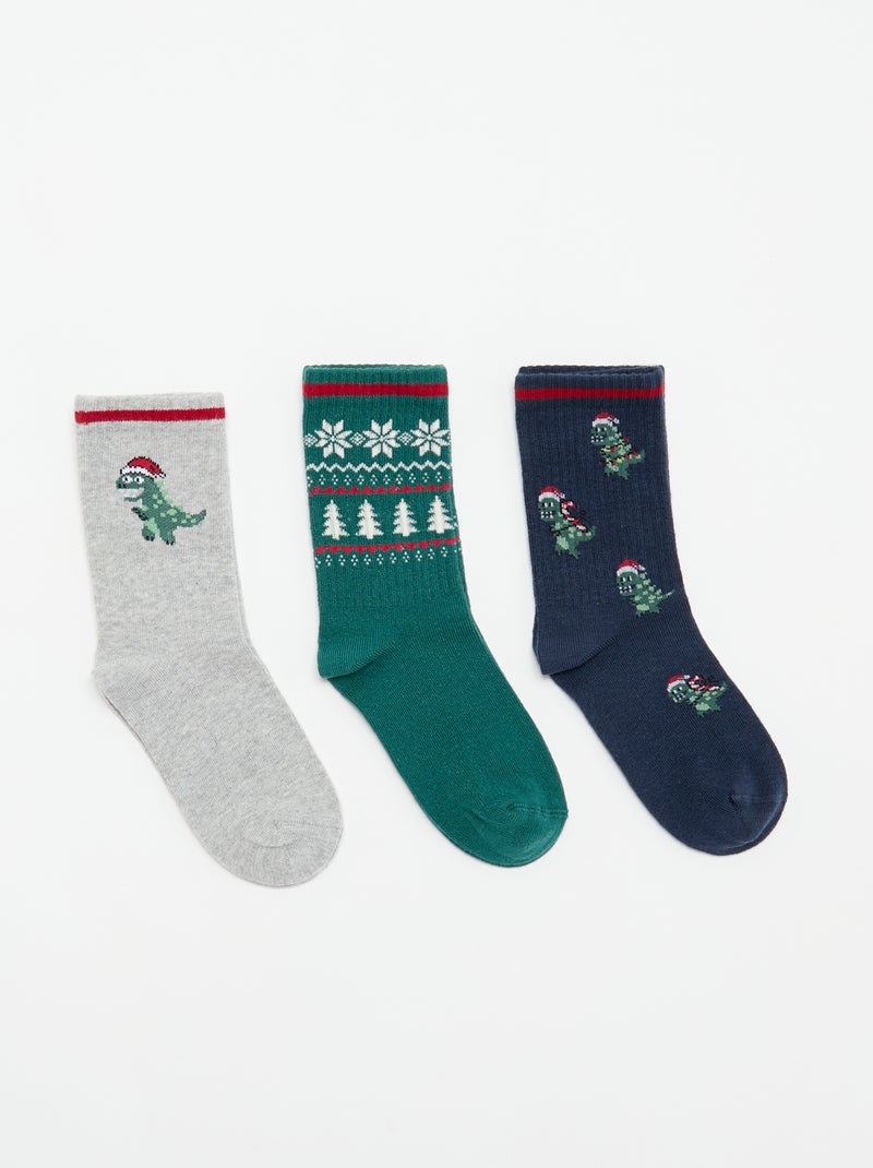 Pack de 3 pares de meias de Natal Azul - Kiabi