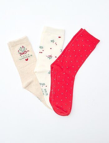 Pack de 3 pares de meias de Natal em algodão jersey