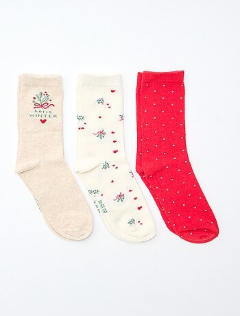Pack de 3 pares de meias de Natal em algodão jersey