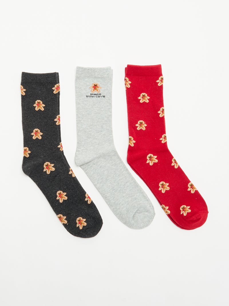 Pack de 3 pares de meias de Natal Preto - Kiabi