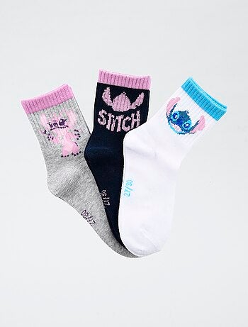 Pack de 3 pares de meias 'Disney' 'Stitch' em algodão