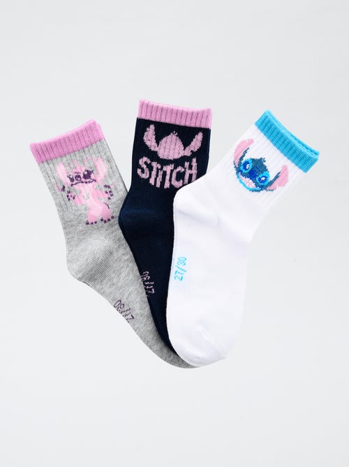 Pack de 3 pares de meias 'Disney' 'Stitch' em algodão - Kiabi