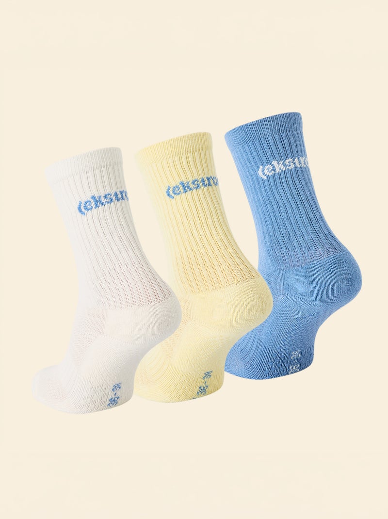 Pack de 3 pares de meias (ekstract) antiderrapantes em algodão Amarelo - Kiabi