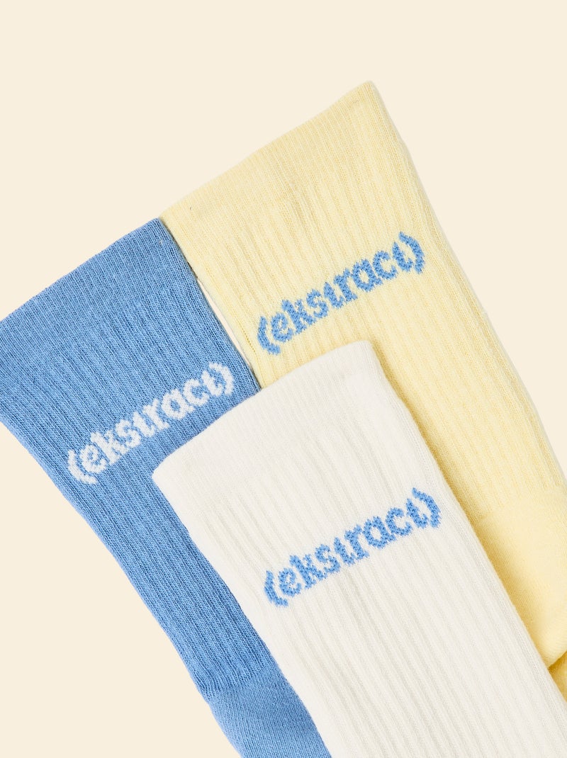 Pack de 3 pares de meias (ekstract) antiderrapantes em algodão Amarelo - Kiabi