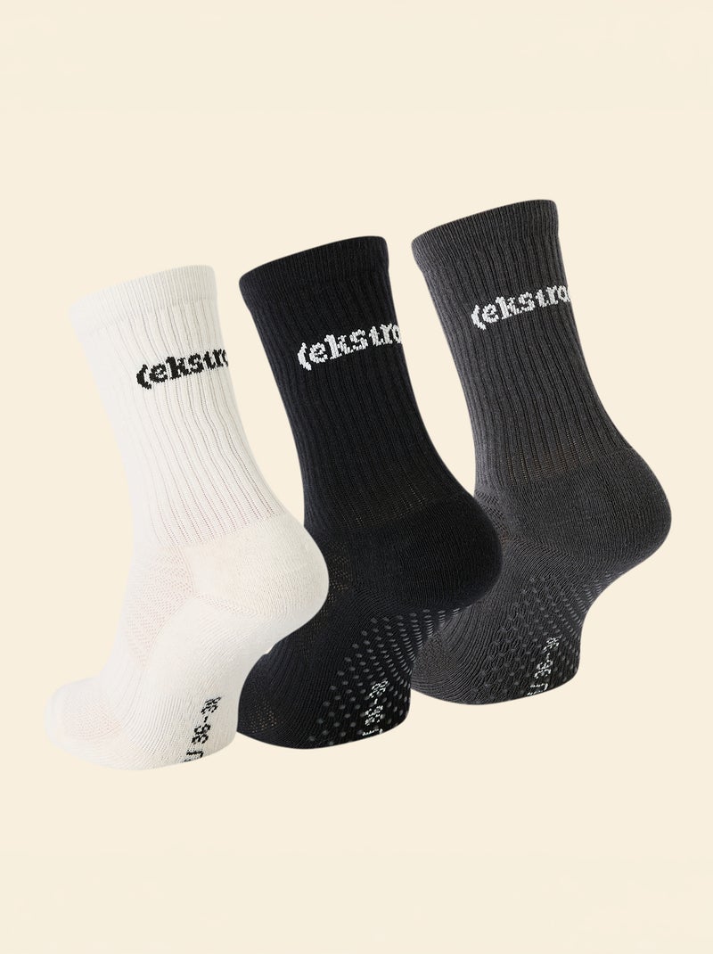 Pack de 3 pares de meias (ekstract) antiderrapantes em algodão Preto - Kiabi