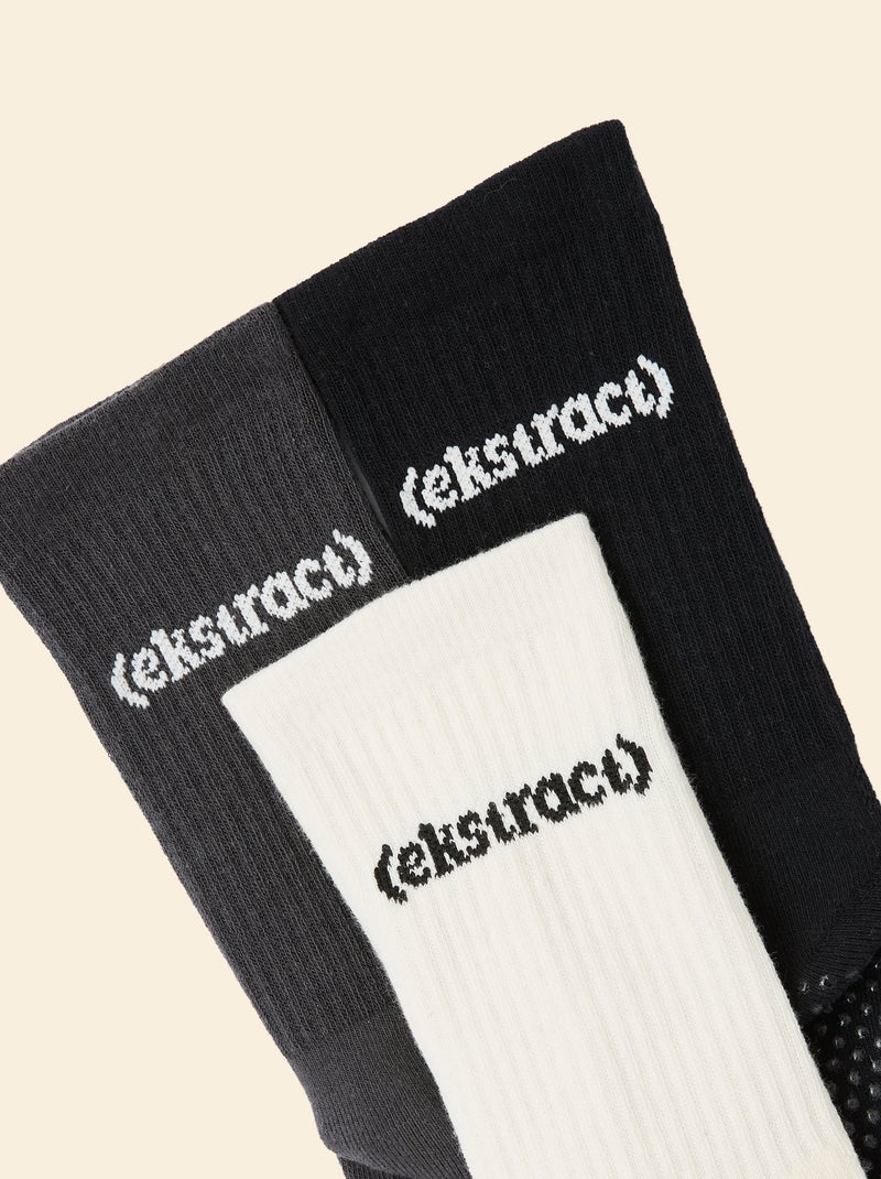 Pack de 3 pares de meias (ekstract) antiderrapantes em algodão Preto - Kiabi