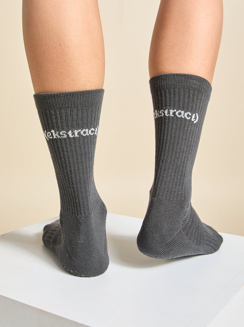 Pack de 3 pares de meias (ekstract) antiderrapantes em algodão Preto - Kiabi