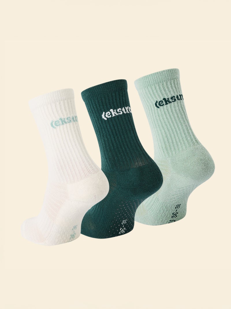 Pack de 3 pares de meias (ekstract) antiderrapantes em algodão Verde - Kiabi