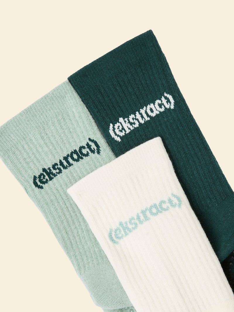 Pack de 3 pares de meias (ekstract) antiderrapantes em algodão Verde - Kiabi