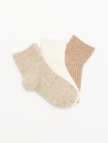 Pack de 3 pares de meias em malha canelada