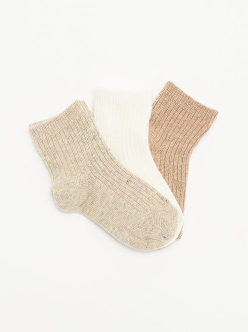 Pack de 3 pares de meias em malha canelada - Kiabi