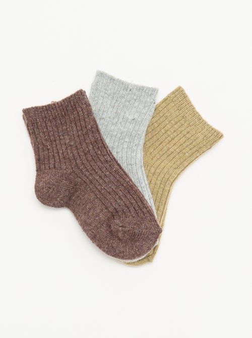 Pack de 3 pares de meias em malha canelada - Kiabi
