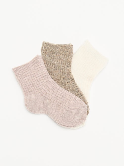 Pack de 3 pares de meias em malha canelada - Kiabi