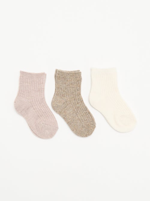 Pack de 3 pares de meias em malha canelada - Kiabi