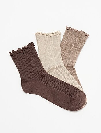 Pack de 3 pares de meias em malha pointelle