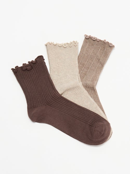 Pack de 3 pares de meias em malha pointelle - Kiabi Pack de 3 pares de meias em malha pointelle - Kiabi