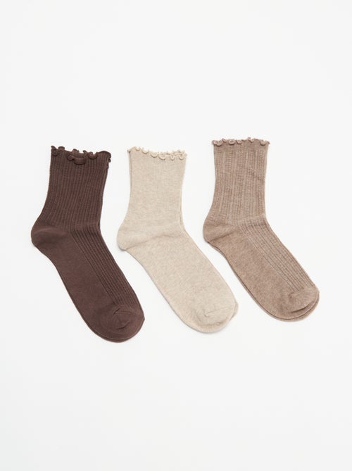 Pack de 3 pares de meias em malha pointelle - Kiabi Pack de 3 pares de meias em malha pointelle - Kiabi