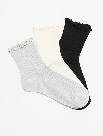 Pack de 3 pares de meias em malha pointelle