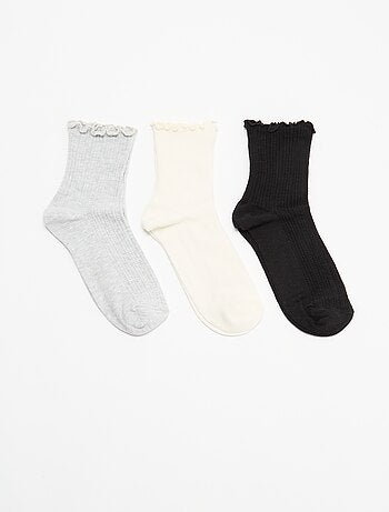 Pack de 3 pares de meias em malha pointelle