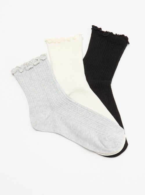 Pack de 3 pares de meias em malha pointelle - Kiabi Pack de 3 pares de meias em malha pointelle - Kiabi