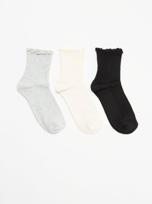 Pack de 3 pares de meias em malha pointelle - Kiabi Pack de 3 pares de meias em malha pointelle - Kiabi