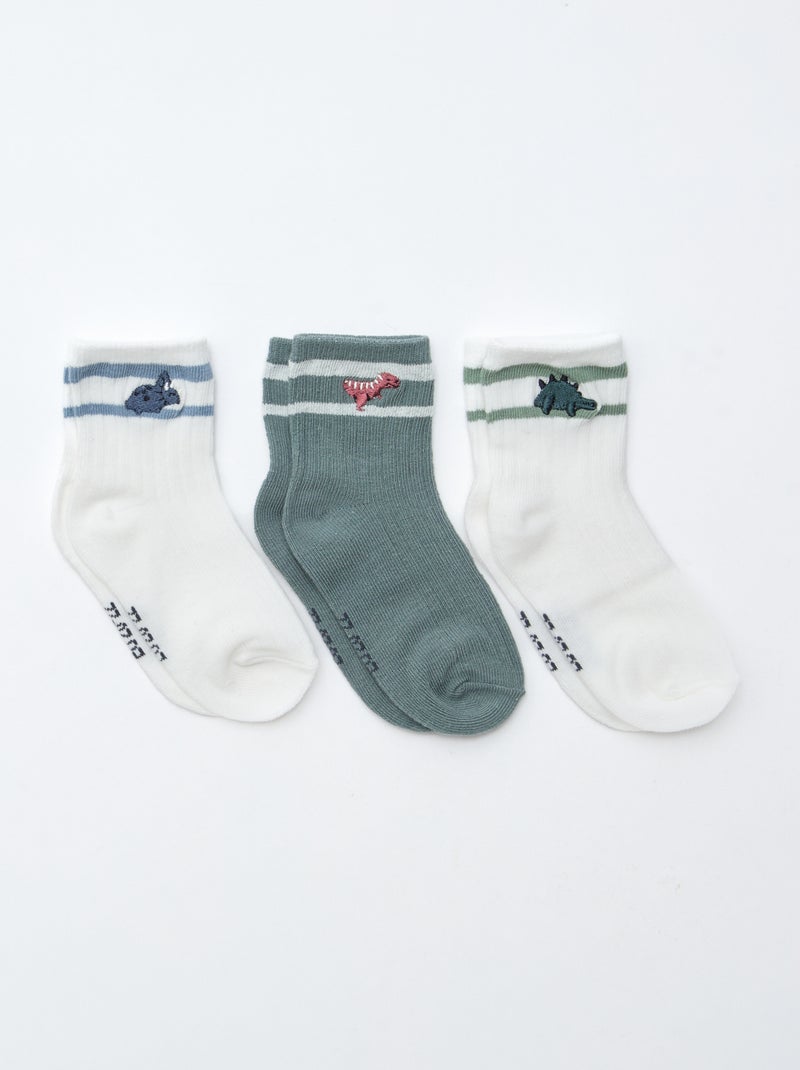 Pack de 3 pares de meias em malha stretch Branco - Kiabi