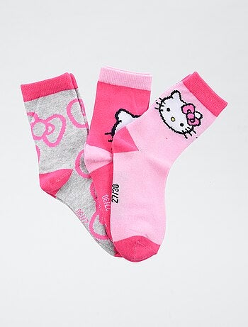 Pack de 3 pares de meias 'Hello Kitty' em algodão