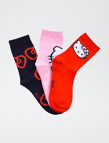 Pack de 3 pares de meias 'Hello Kitty' em algodão