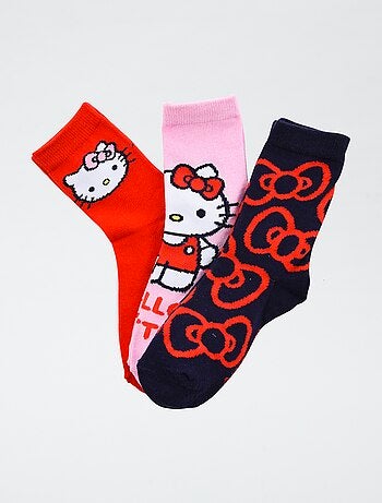 Pack de 3 pares de meias 'Hello Kitty' em algodão
