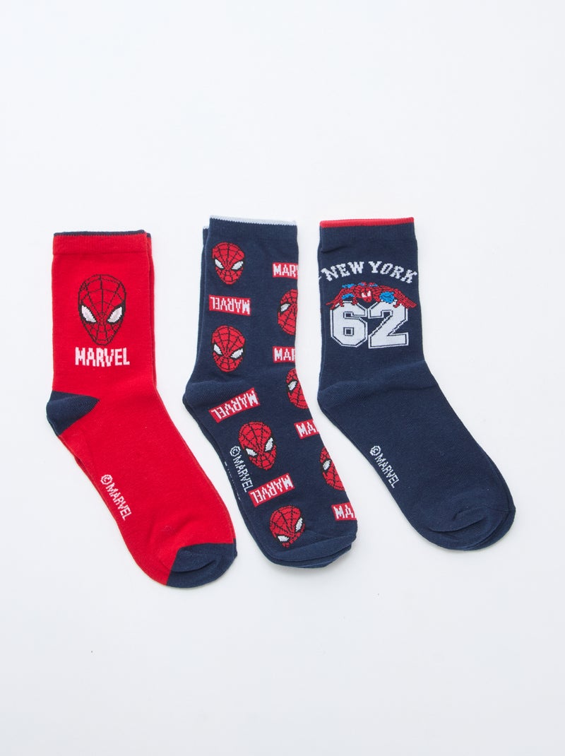 Pack de 3 pares de meias 'Homem-Aranha' Azul - Kiabi