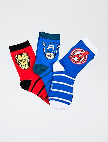 Conjunto de 3 pares de meias 'Marvel' 'Avengers' em algodão