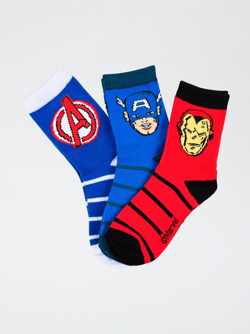 Pack de 3 pares de meias 'Marvel' 'Avengers' em algodão Azul - Kiabi