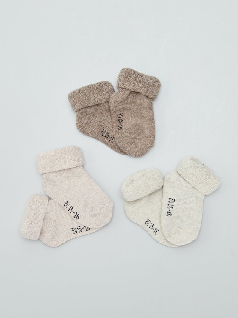Pack de 3 pares de meias para recém-nascido BEGE - Kiabi