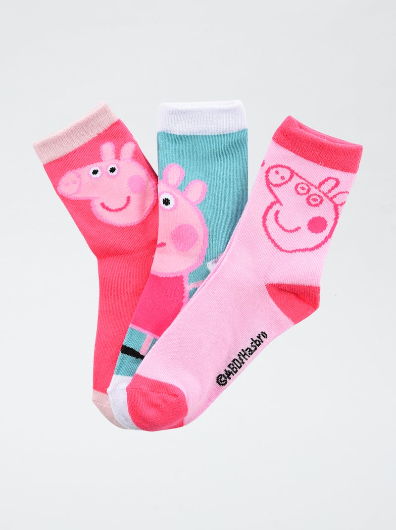 Pack de 3 pares de meias 'Peppa Pig' em algodão Rosa - Kiabi