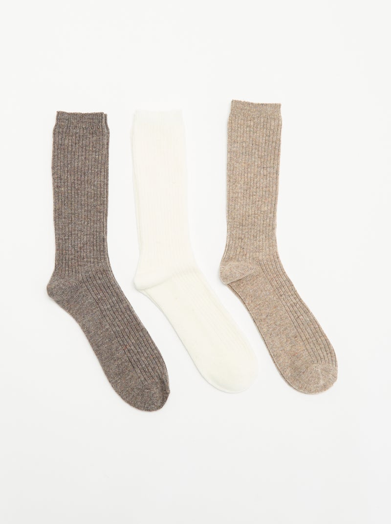 Pack de 3 pares de meias quentes Bege - Kiabi