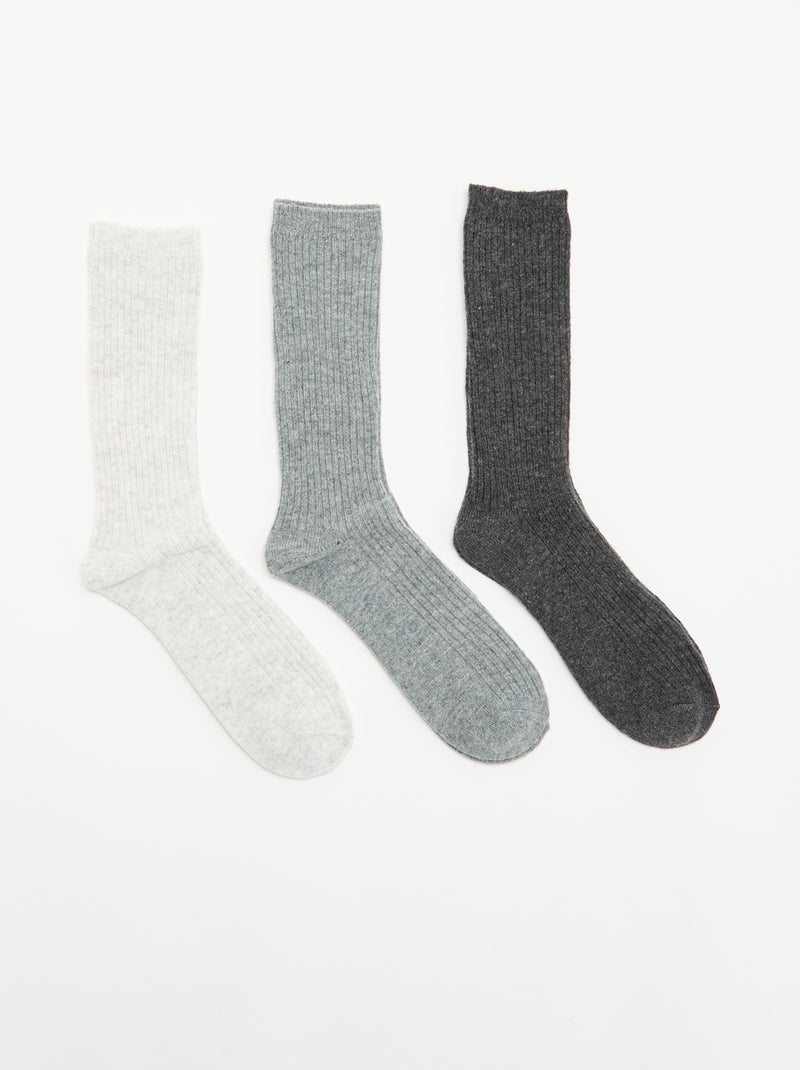 Pack de 3 pares de meias quentes Cinza - Kiabi