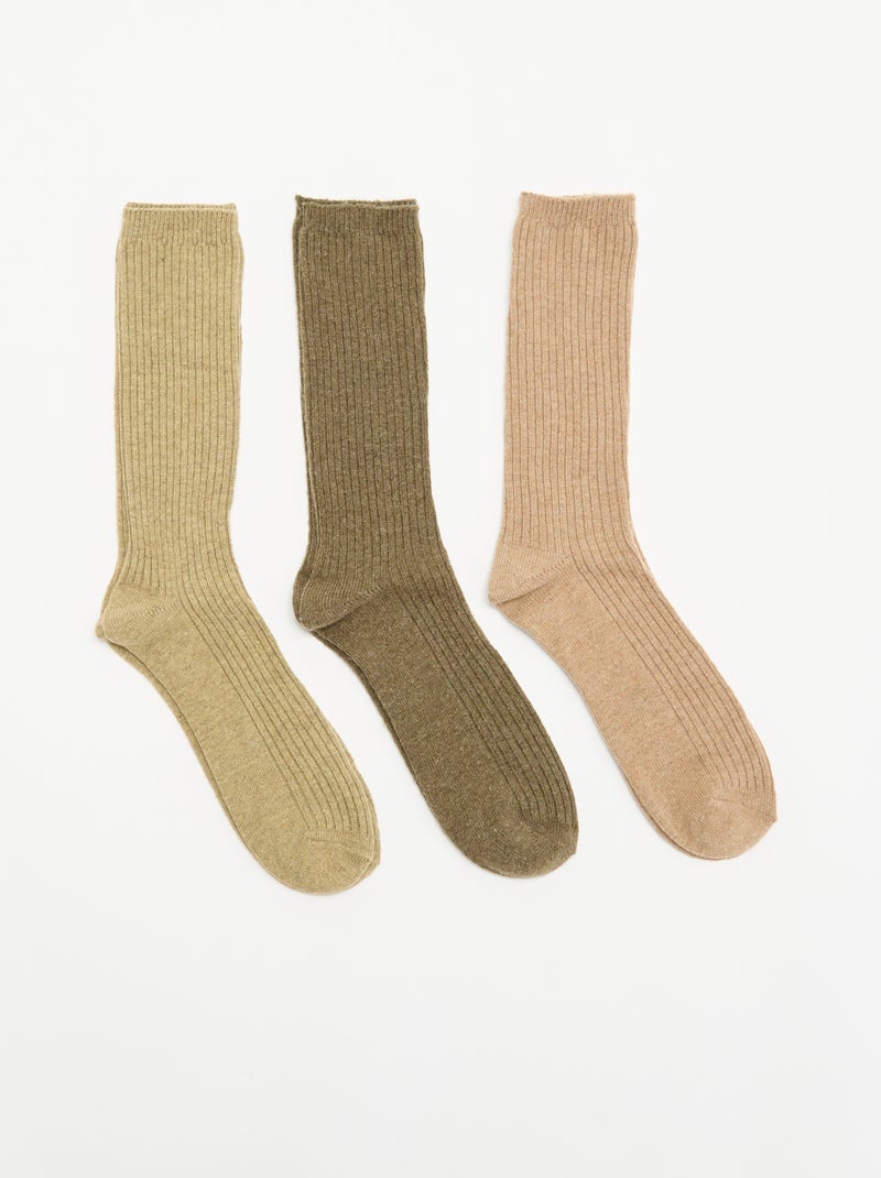 Pack de 3 pares de meias quentes Verde - Kiabi