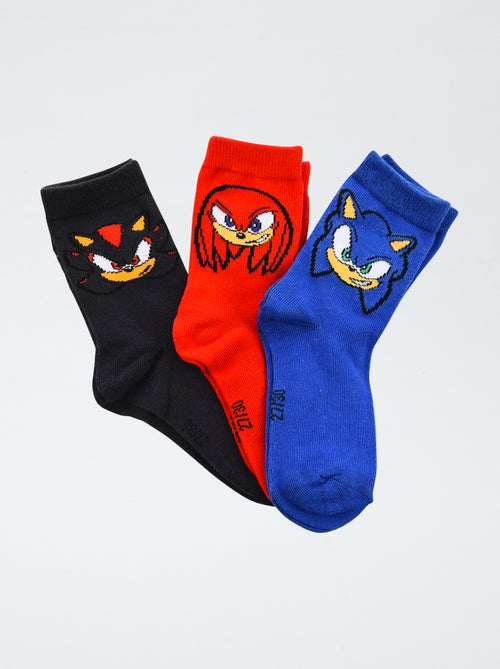 Pack de 3 pares de meias 'Sonic' em algodão - Kiabi